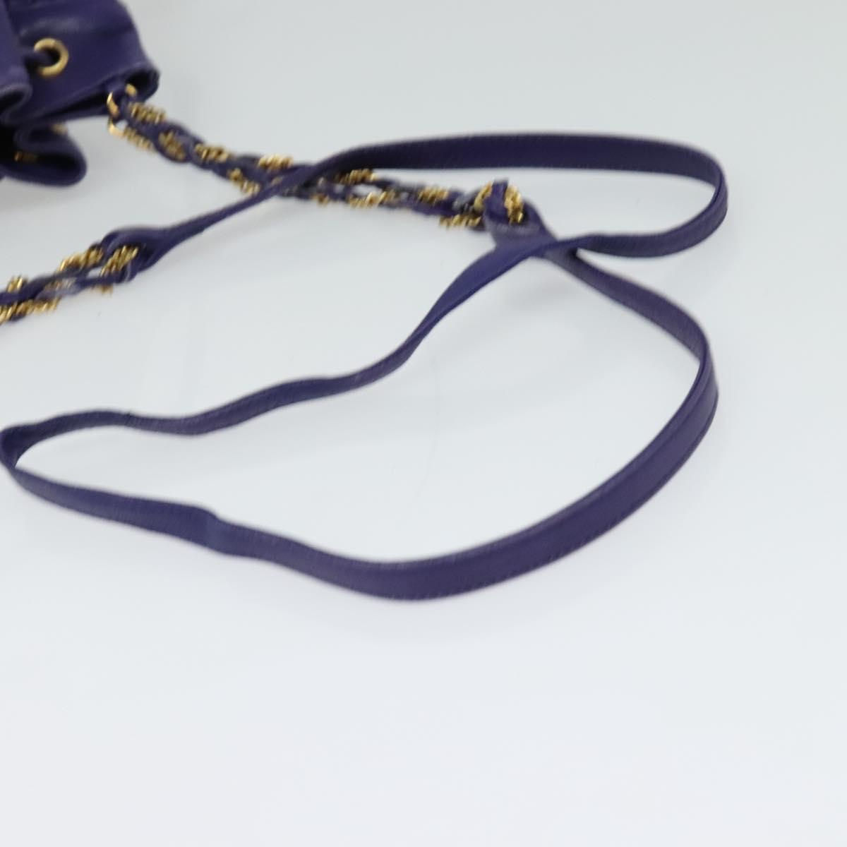 BALLY Shoulder Bag Leather Purple Gold Auth 126020A