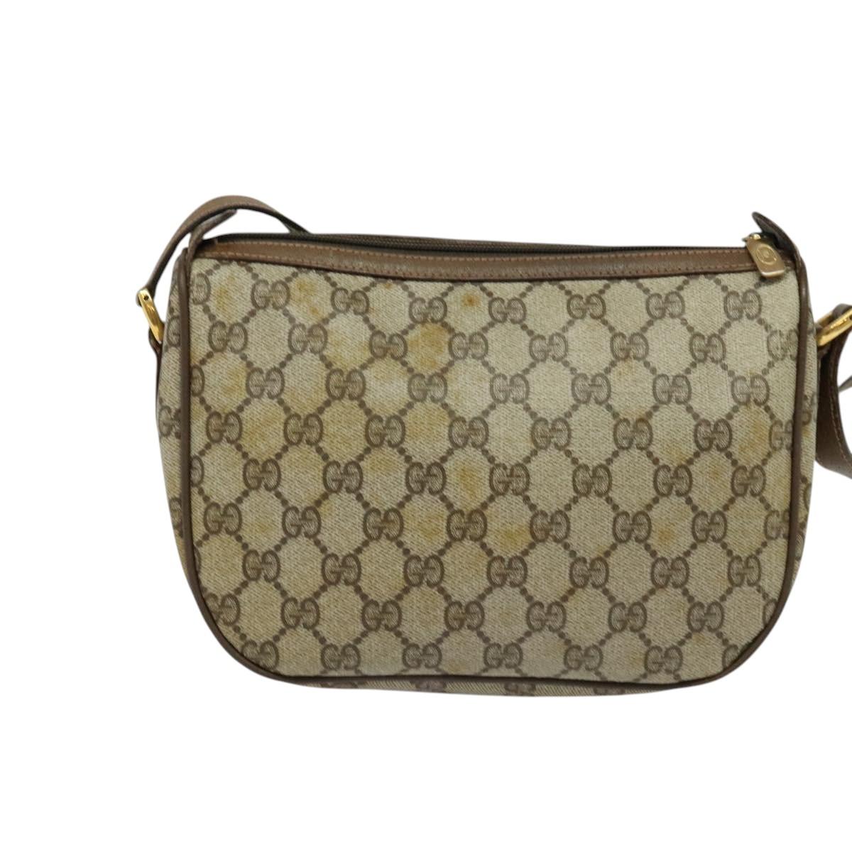 GUCCI GG Supreme Web Sherry Line Bag PVC Brown Gold 89 02 032 Auth 126025