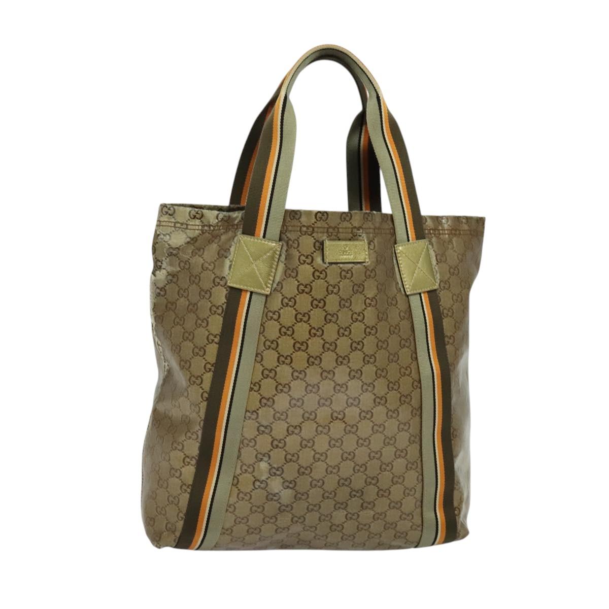 GUCCI GG crystal Tote Bag Coated Canvas Beige Brown 189669 Auth 126027