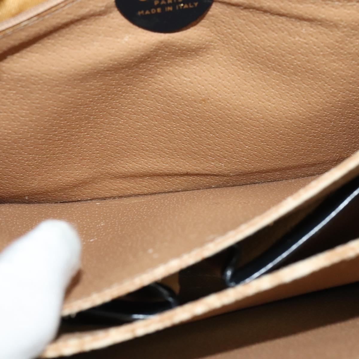 CELINE Circle Shoulder Bag Leather Navy Gold Auth 126033
