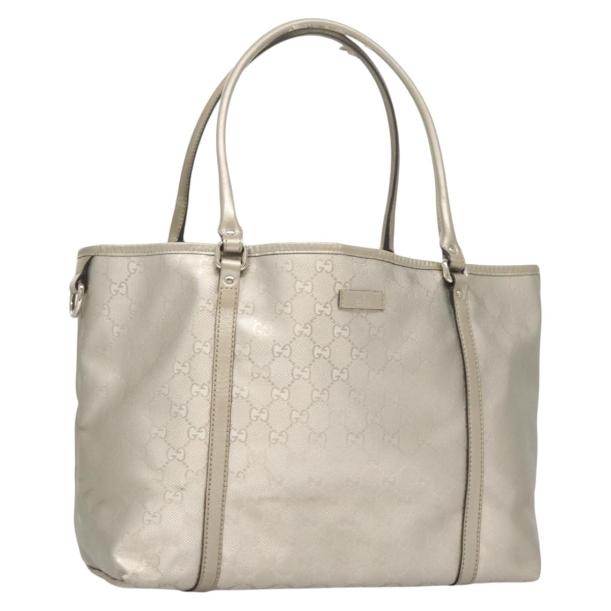 GUCCI GG Implementation Tote Bag Silver 197953 Auth 126051