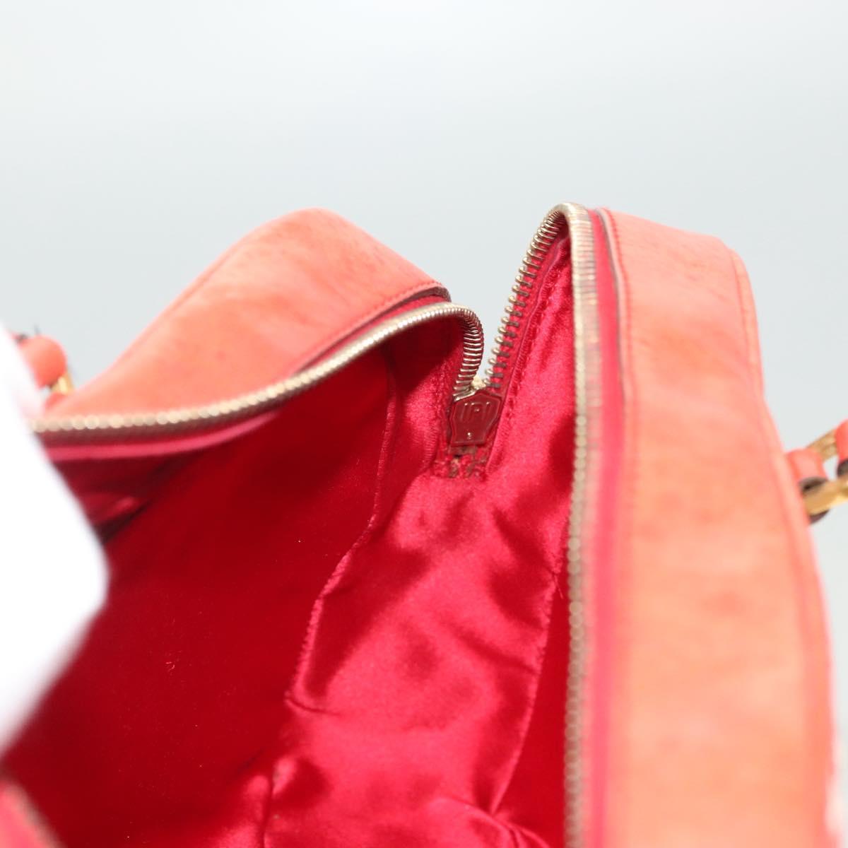 PRADA Hand Bag Leather Orange Gold Auth 126058