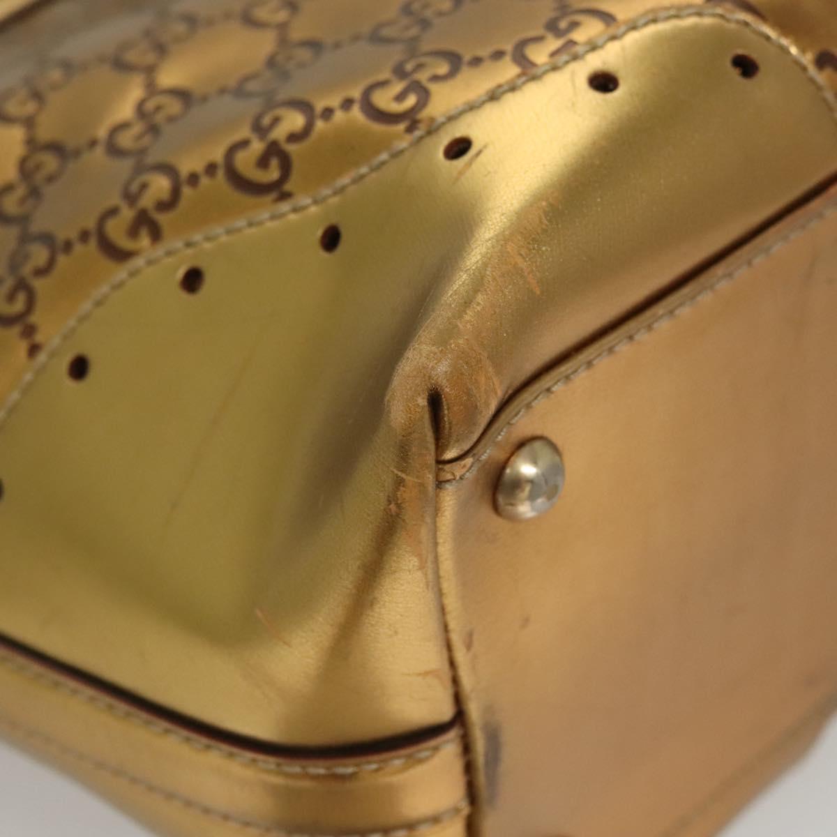 GUCCI GG Canvas Guccissima Hand Bag Leather Gold Tone 145993 Auth 126062
