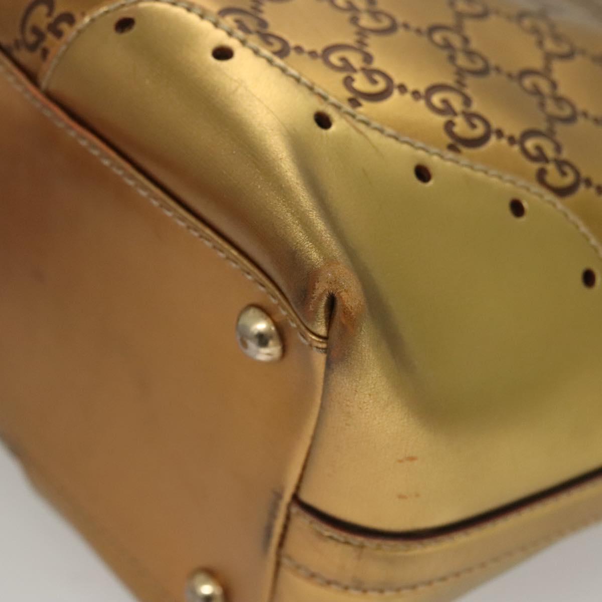 GUCCI GG Canvas Guccissima Hand Bag Leather Gold Tone 145993 Auth 126062