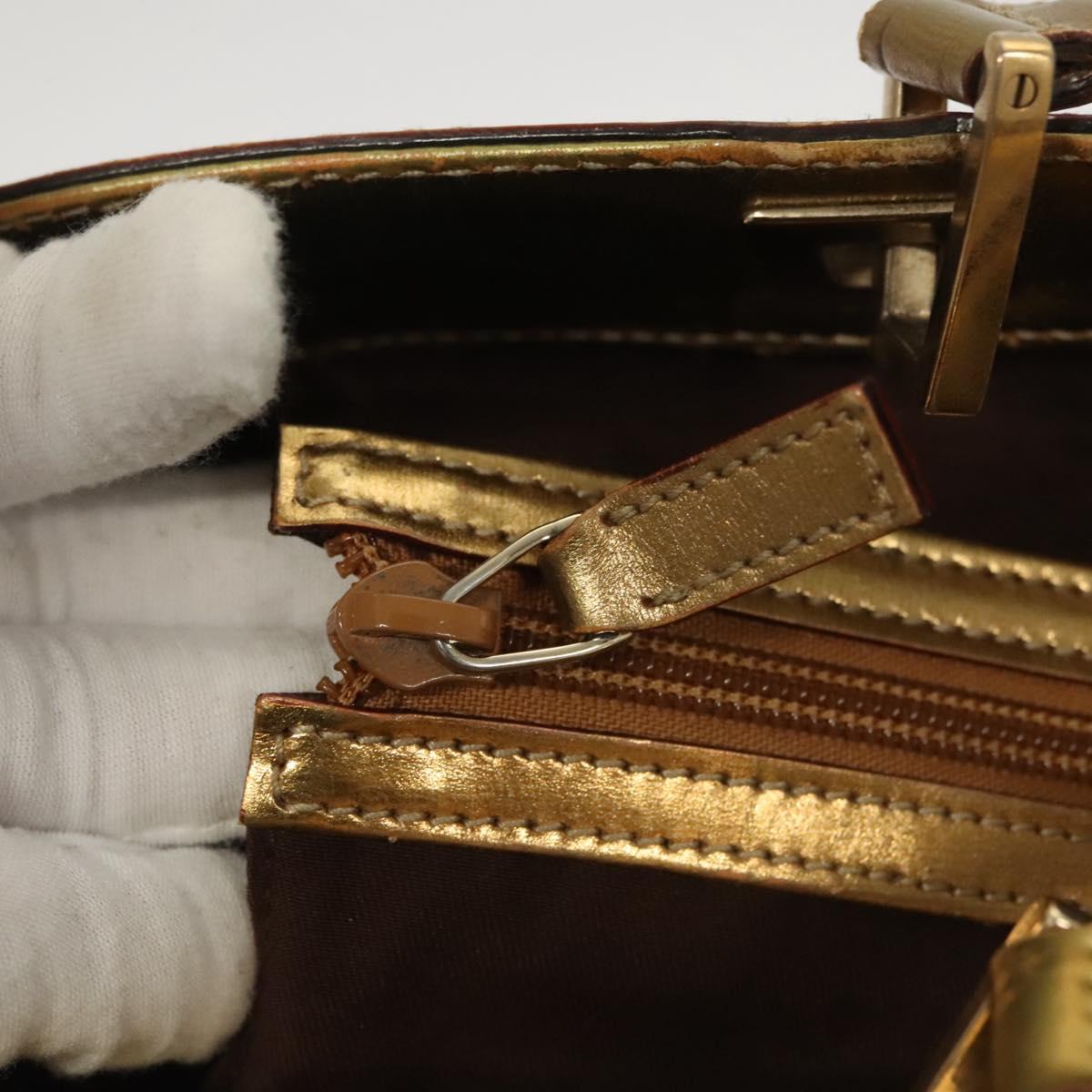 GUCCI GG Canvas Guccissima Hand Bag Leather Gold Tone 145993 Auth 126062