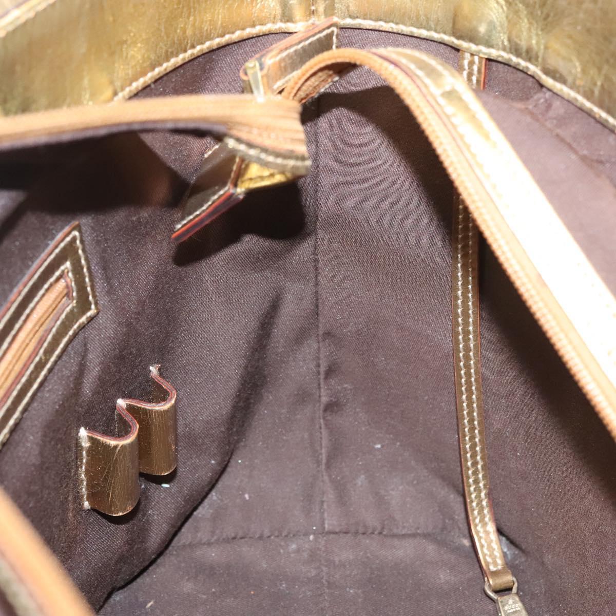 GUCCI GG Canvas Guccissima Hand Bag Leather Gold Tone 145993 Auth 126062