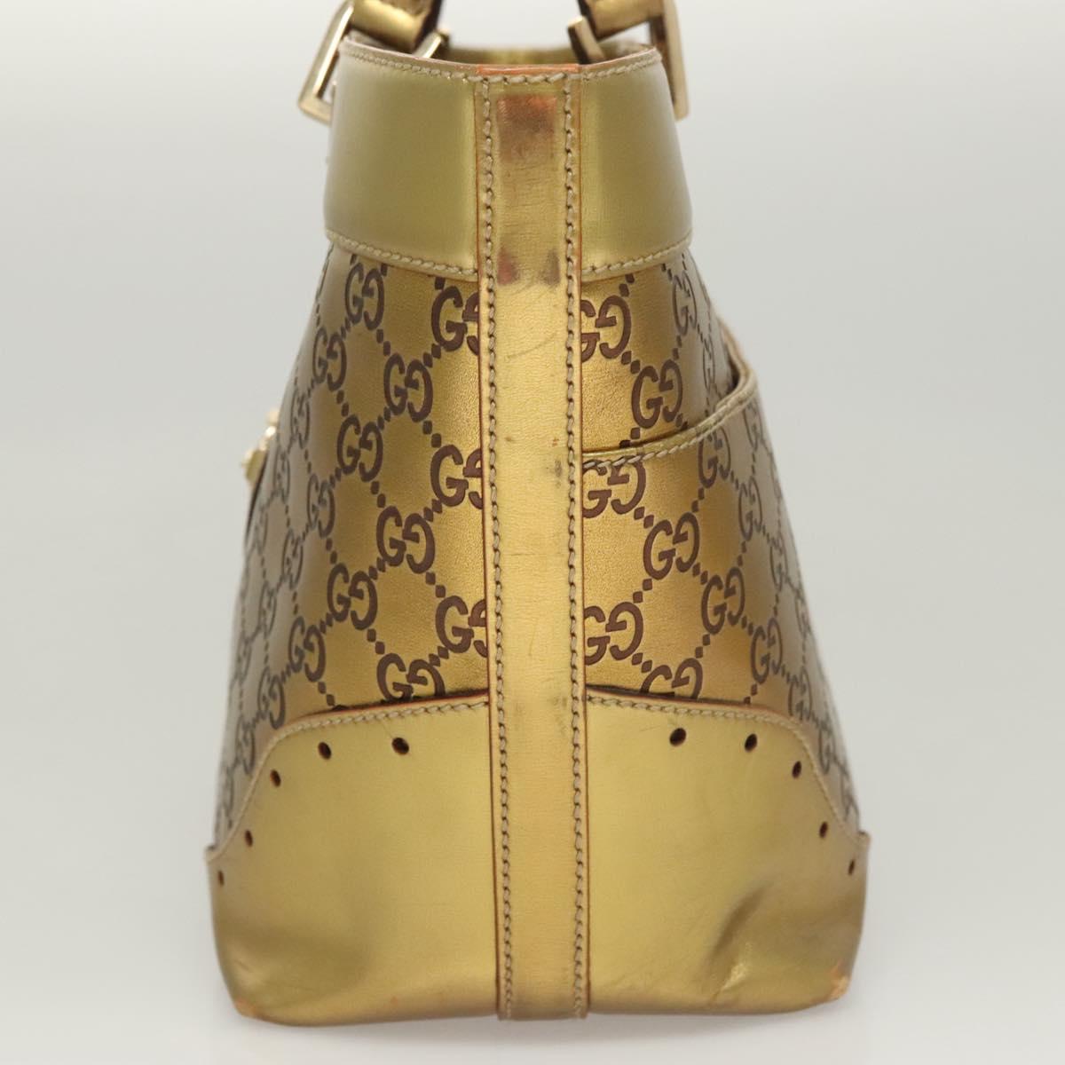GUCCI GG Canvas Guccissima Hand Bag Leather Gold Tone 145993 Auth 126062