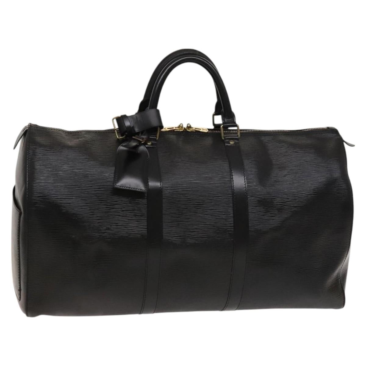 LOUIS VUITTON Epi Keepall 50 Boston Bag Black M42962 LV Auth 126080