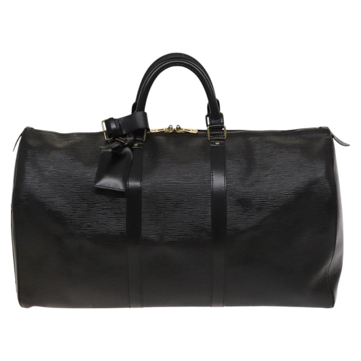 LOUIS VUITTON Epi Keepall 50 Boston Bag Black M42962 LV Auth 126080