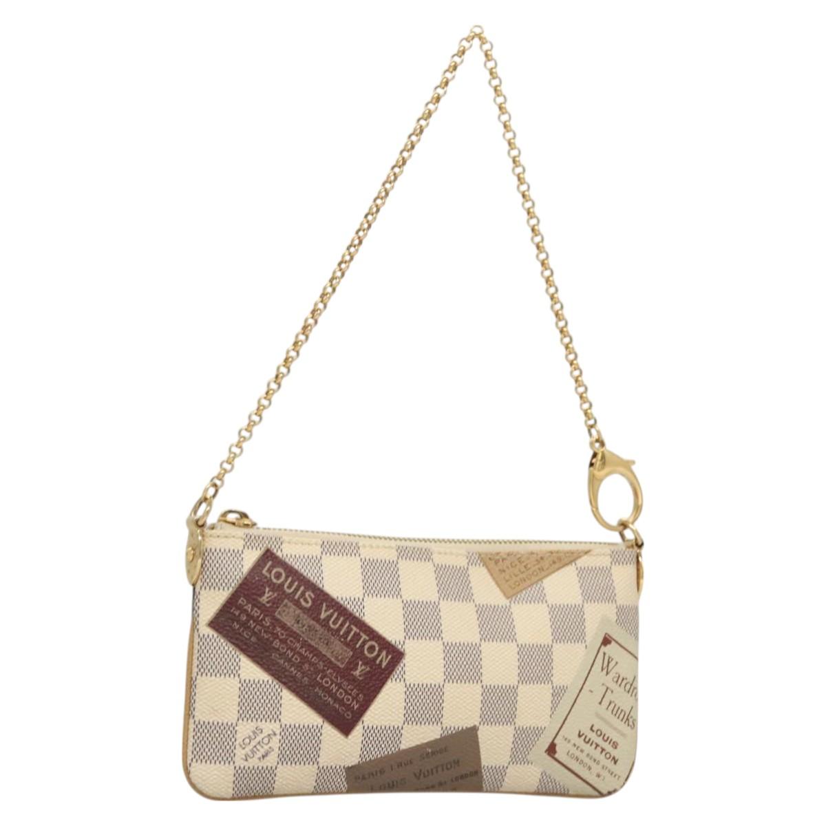 LOUIS VUITTON Damier Azur Pochette Mira MM Accessory Pouch N63078 LV Auth 126086