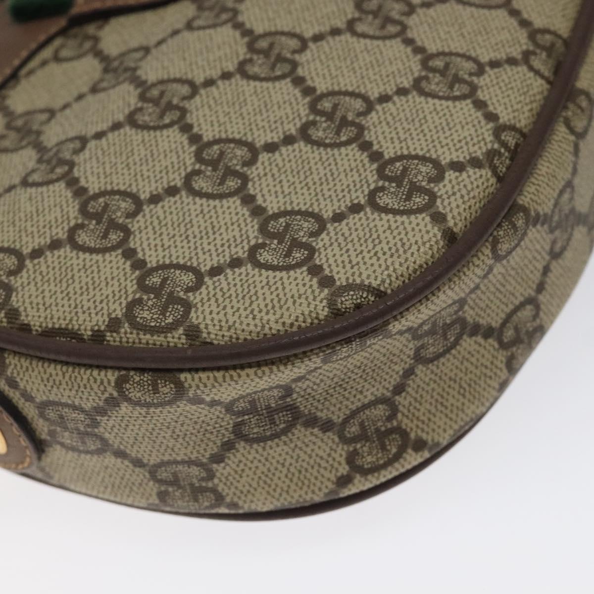 GUCCI GG Supreme Web Sherry Line Shoulder Bag PVC Beige 007 754 6112 Auth 126091