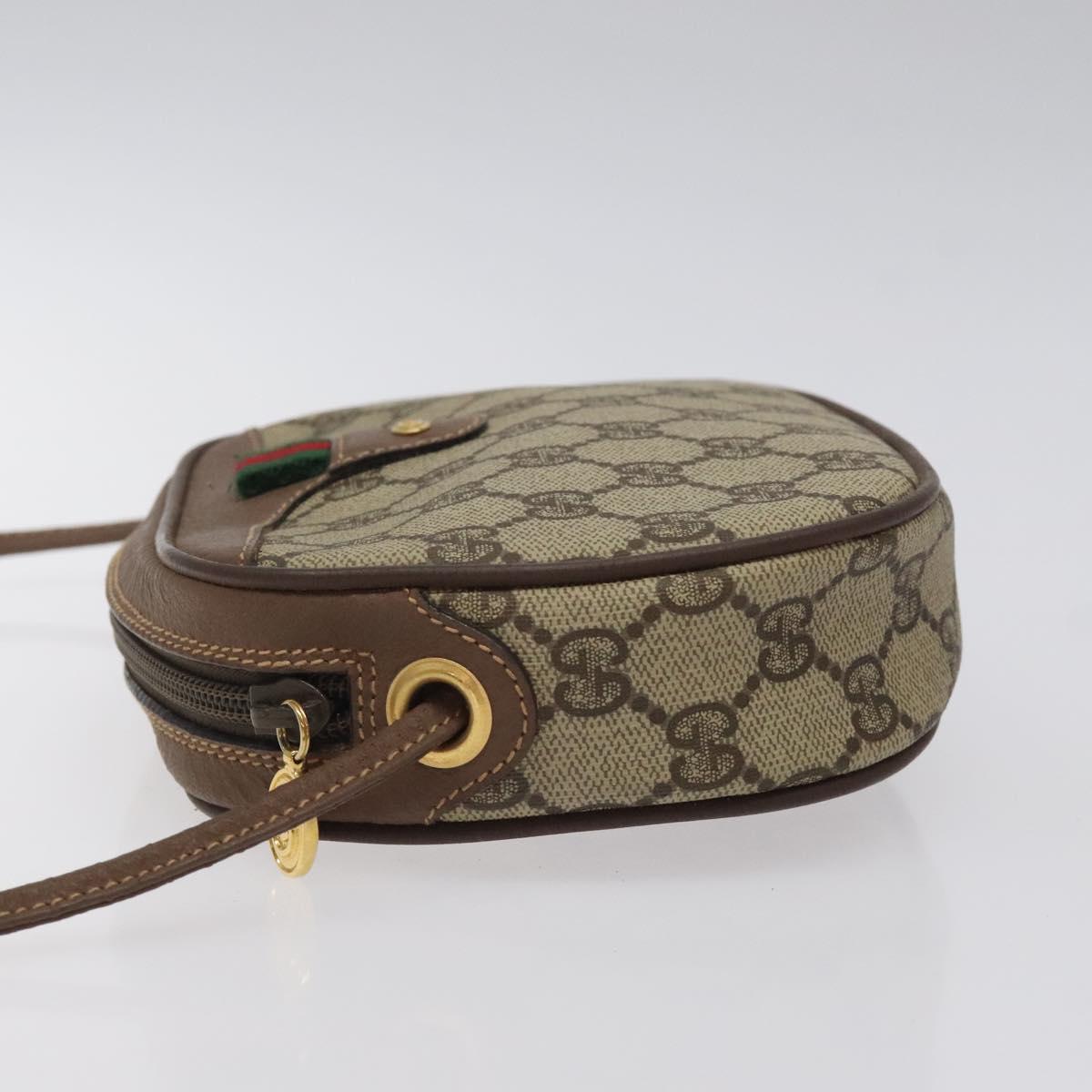 GUCCI GG Supreme Web Sherry Line Shoulder Bag PVC Beige 007 754 6112 Auth 126091