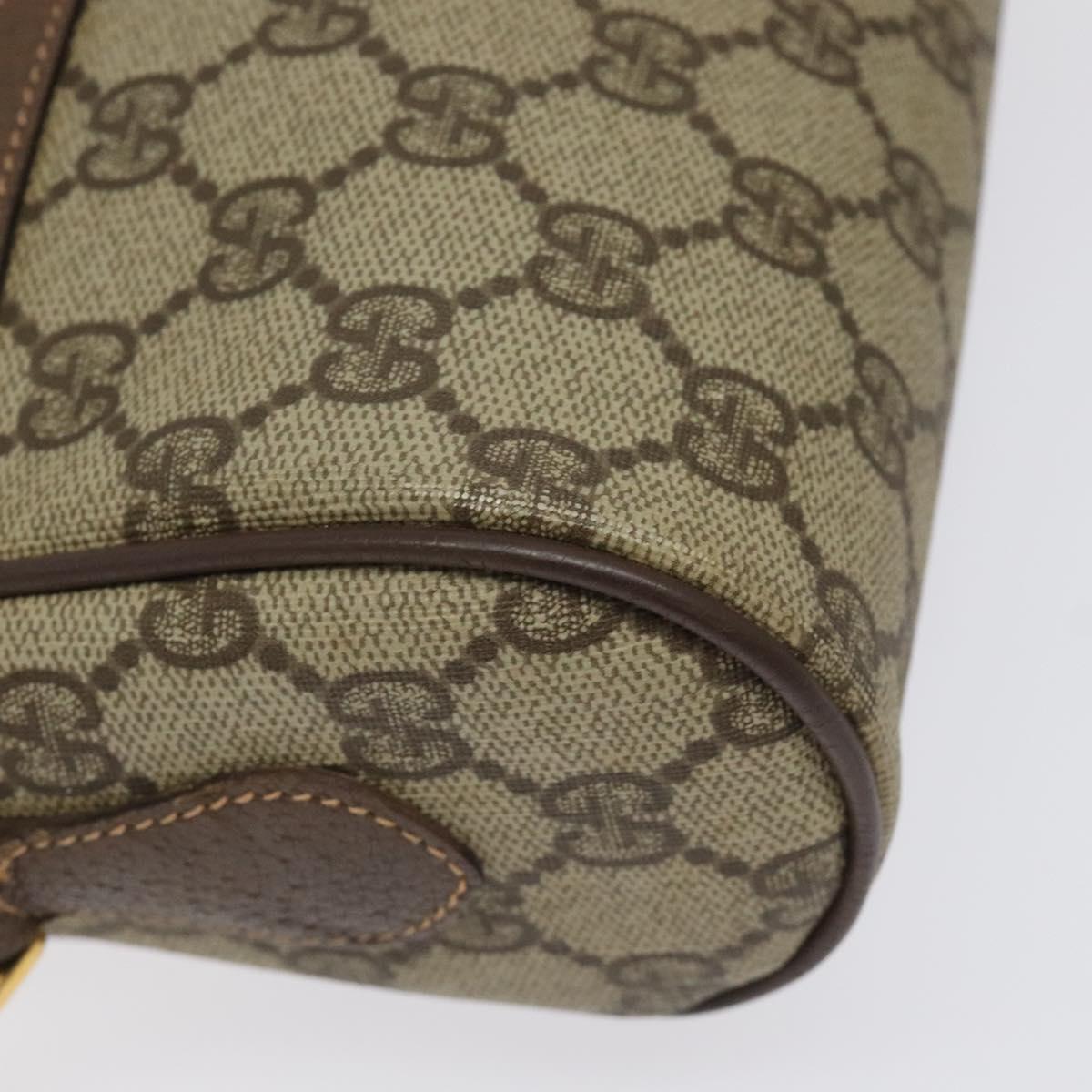 GUCCI GG Supreme Web Sherry Line Shoulder Bag PVC Beige Gold Auth 126092