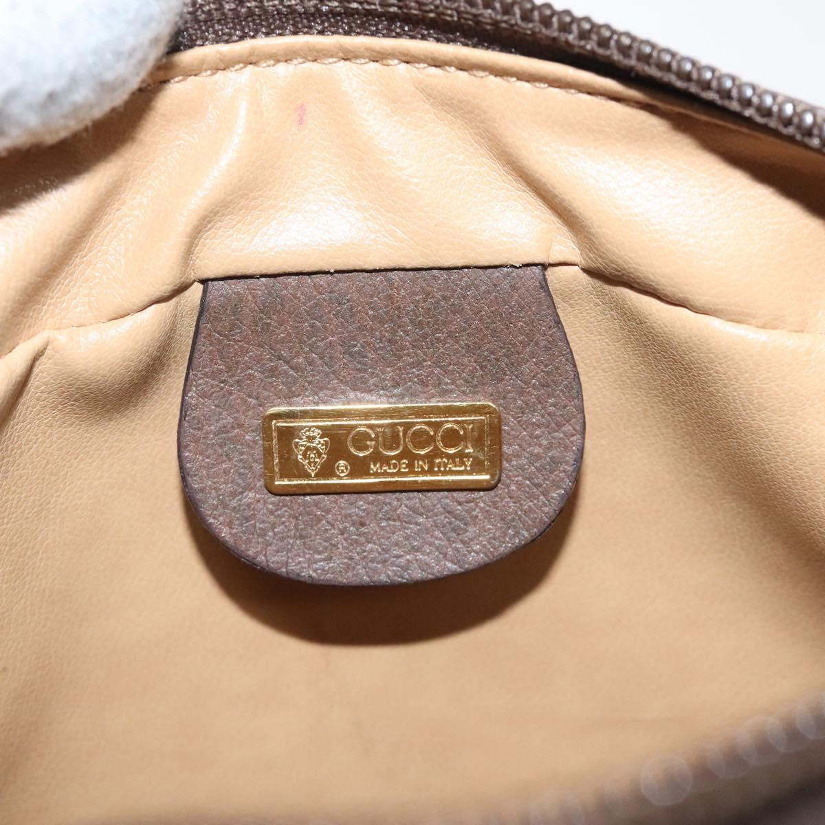 GUCCI GG Supreme Web Sherry Line Shoulder Bag PVC Beige Gold Auth 126092
