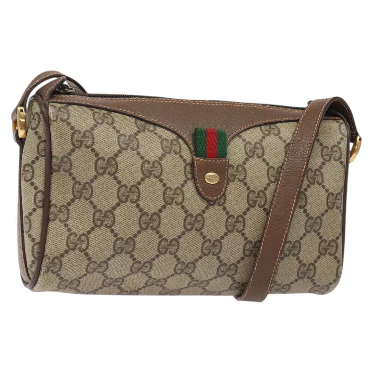 GUCCI GG Supreme Web Sherry Line Shoulder Bag PVC Beige 89 02 018 Auth 126093