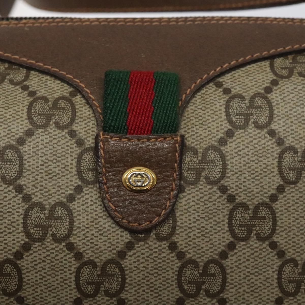 GUCCI GG Supreme Web Sherry Line Shoulder Bag PVC Beige 89 02 018 Auth 126093