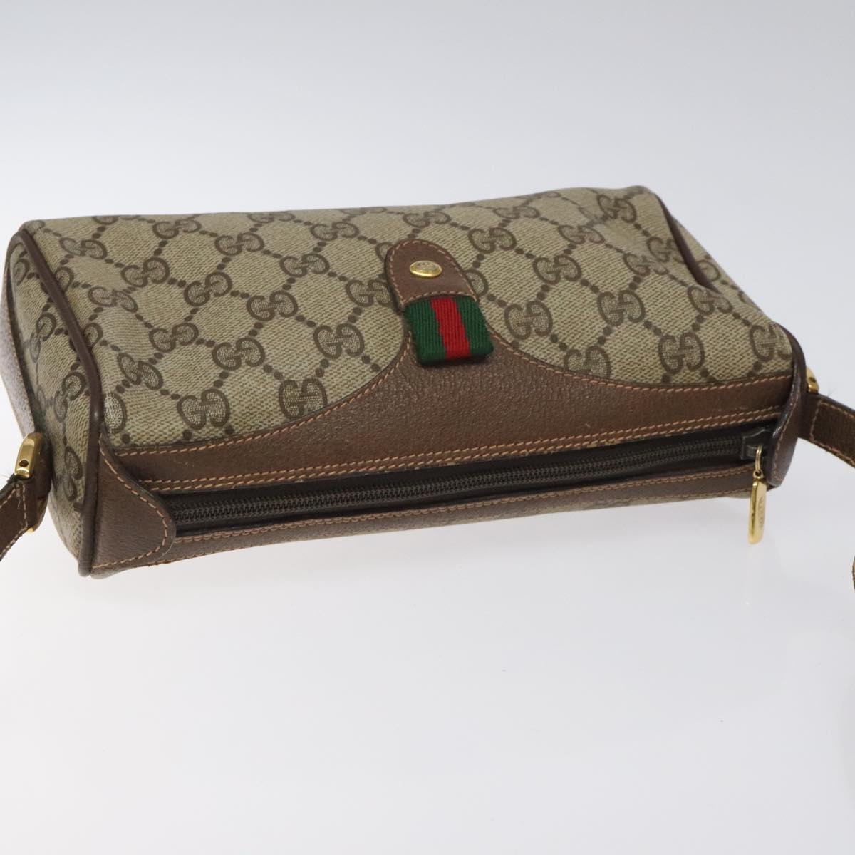 GUCCI GG Supreme Web Sherry Line Shoulder Bag PVC Beige 89 02 018 Auth 126093