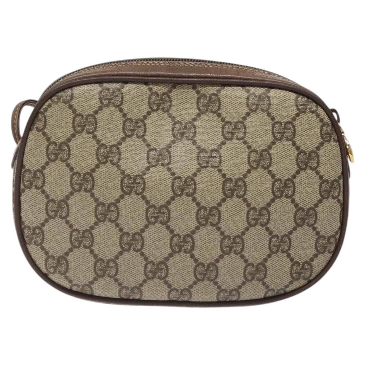 GUCCI GG Supreme Web Sherry Line Shoulder Bag PVC Beige 007 754 6112 Auth 126094