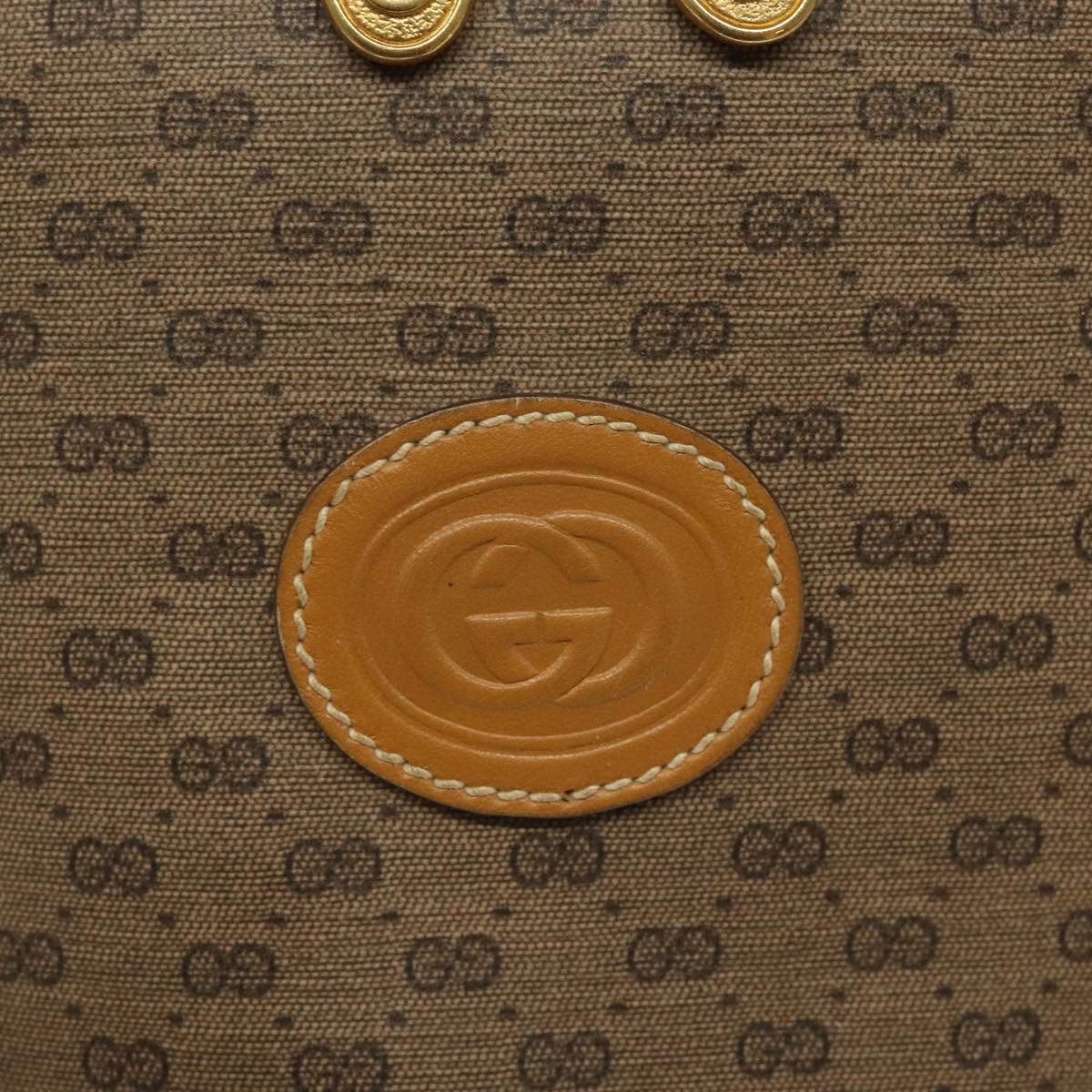 GUCCI Micro GG Supreme Shoulder Bag PVC Beige Gold Auth 126100