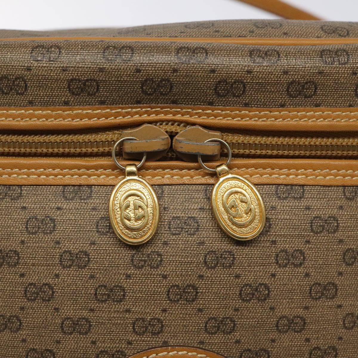 GUCCI Micro GG Supreme Shoulder Bag PVC Beige Gold Auth 126100