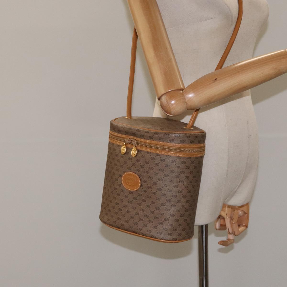 GUCCI Micro GG Supreme Shoulder Bag PVC Beige Gold Auth 126100