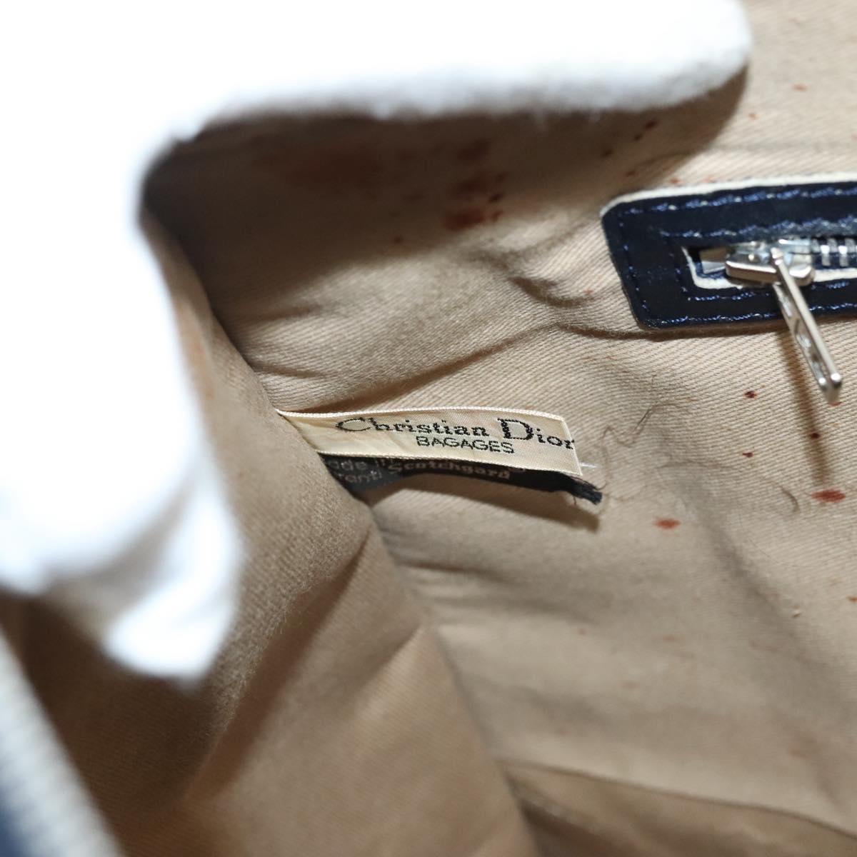 Christian Dior Trotter Canvas Hand Bag Navy Gold Auth 126103