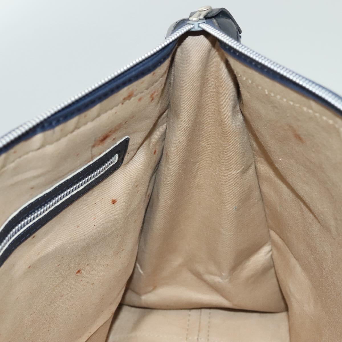 Christian Dior Trotter Canvas Hand Bag Navy Gold Auth 126103