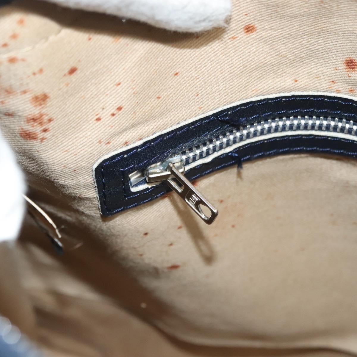 Christian Dior Trotter Canvas Hand Bag Navy Gold Auth 126103