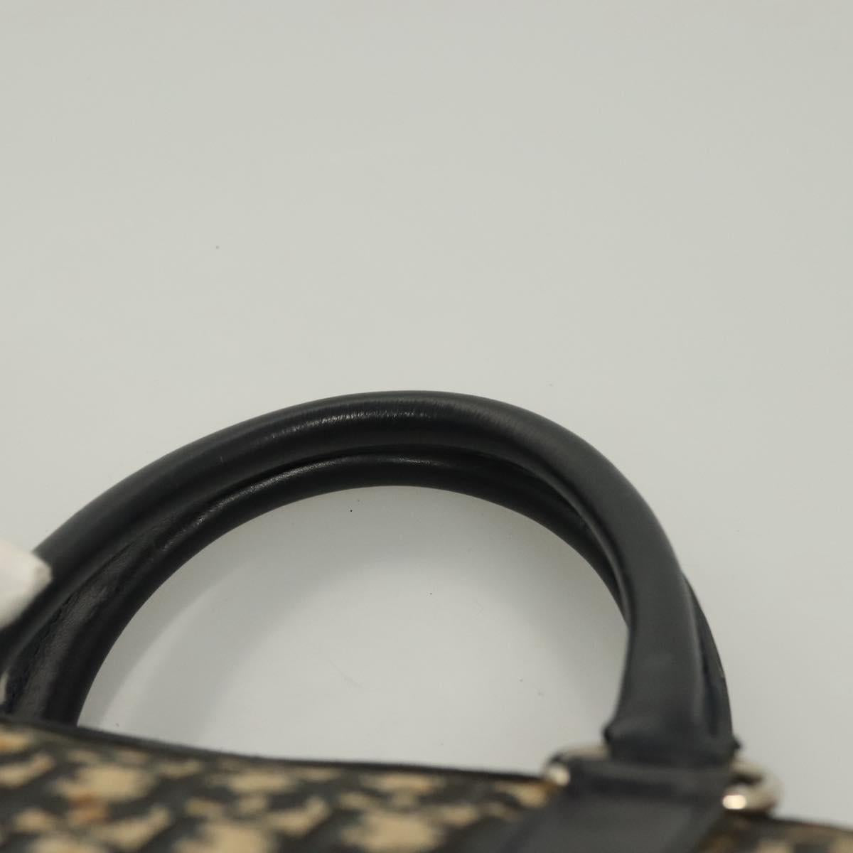 Christian Dior Trotter Canvas Hand Bag Navy Gold Auth 126103