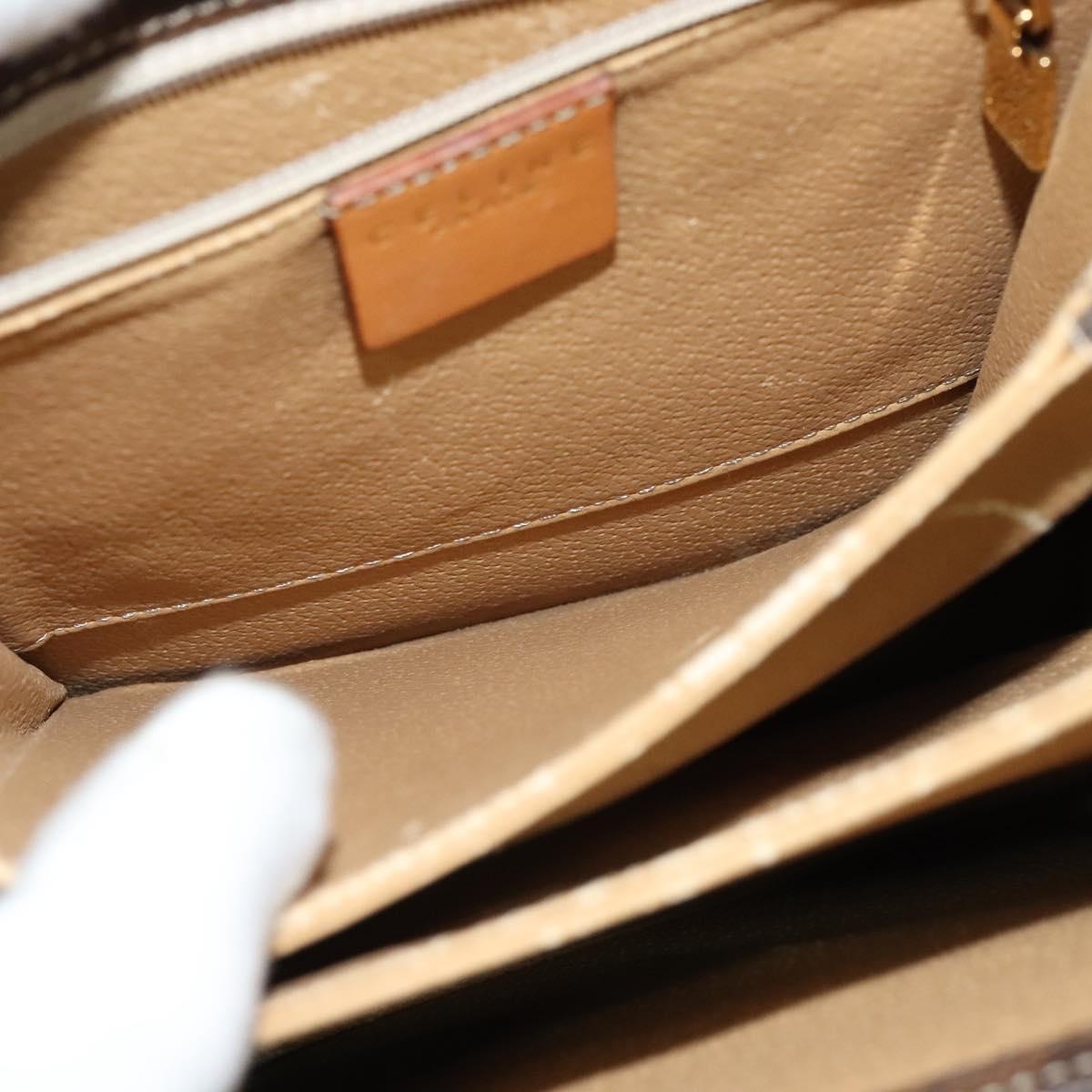 CELINE Macadam Canvas Hand Bag PVC Leather 2way Brown Gold Auth 126107