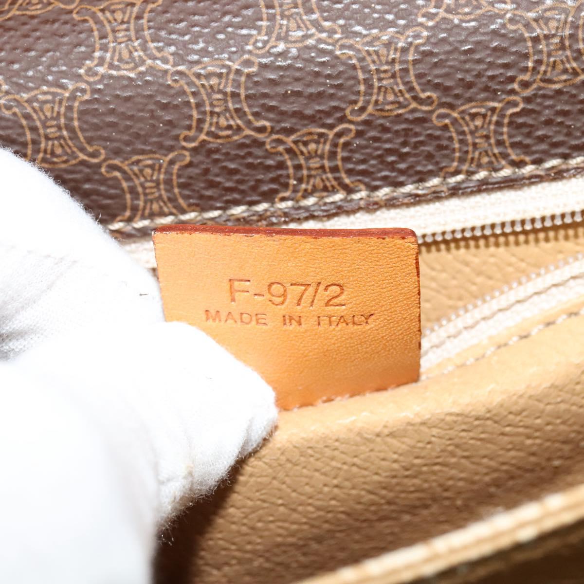 CELINE Macadam Canvas Hand Bag PVC Leather 2way Brown Gold Auth 126107