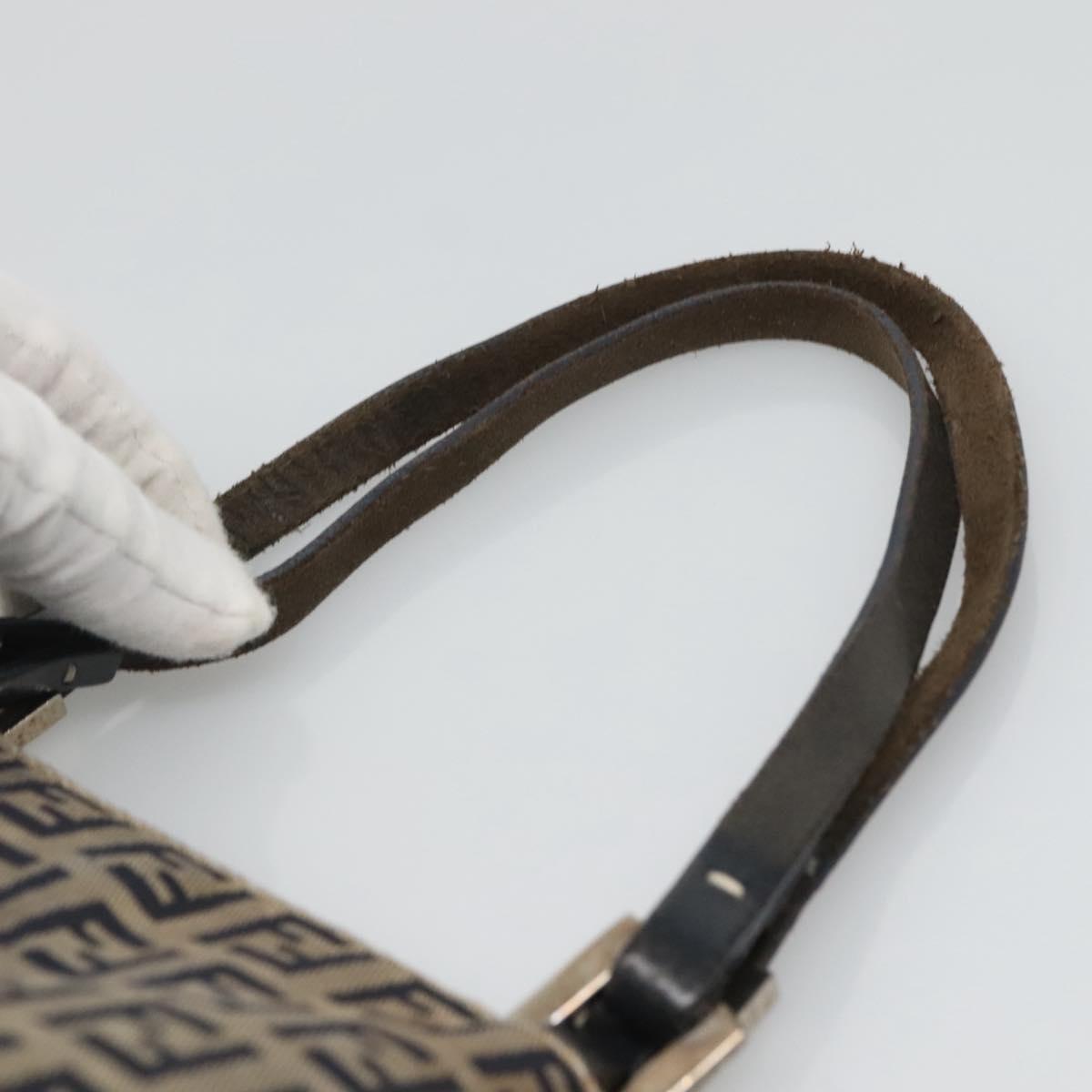 FENDI Zucchino Canvas Tote Bag Navy Silver Auth 126110