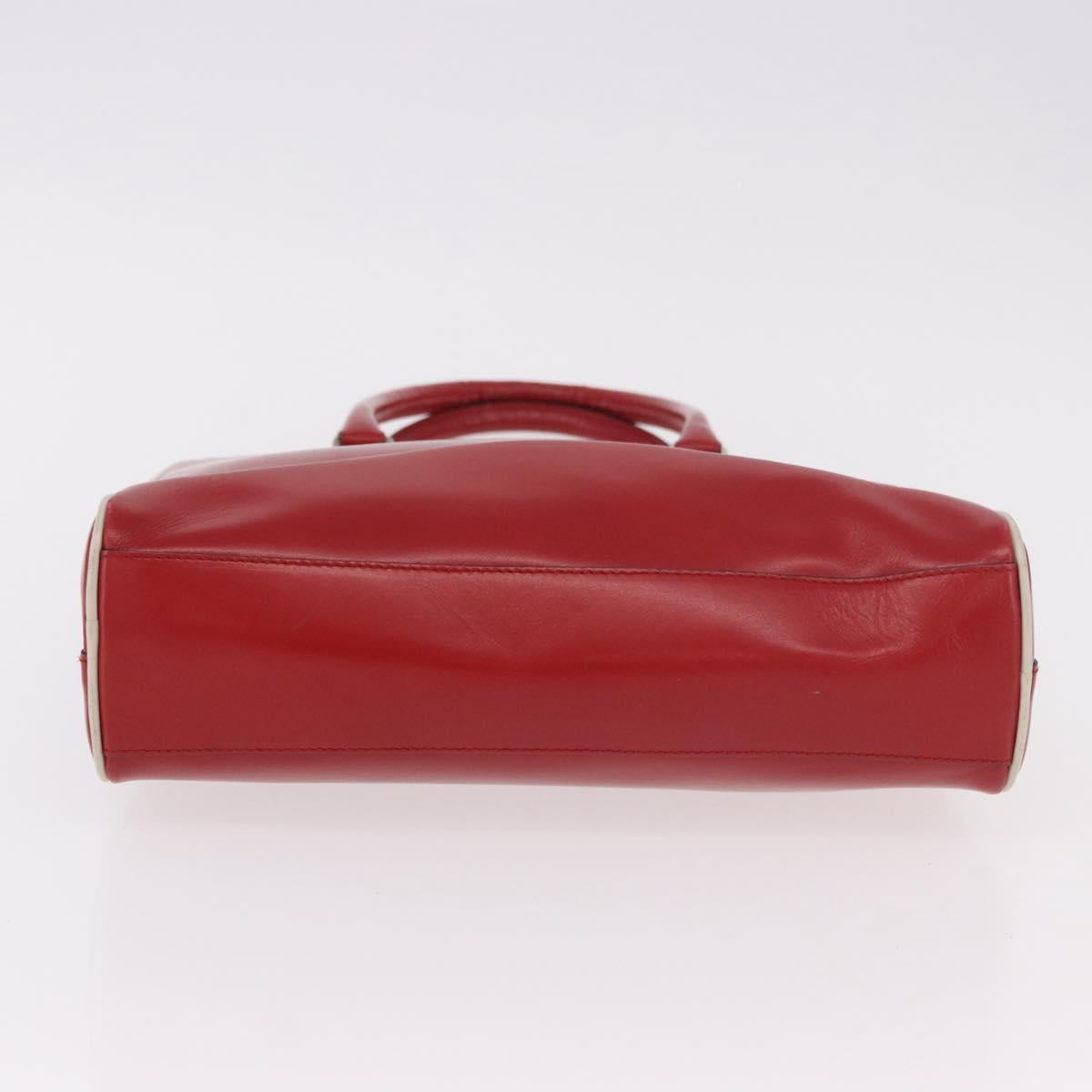 PRADA Hand Bag Leather Red Silver Auth 126113