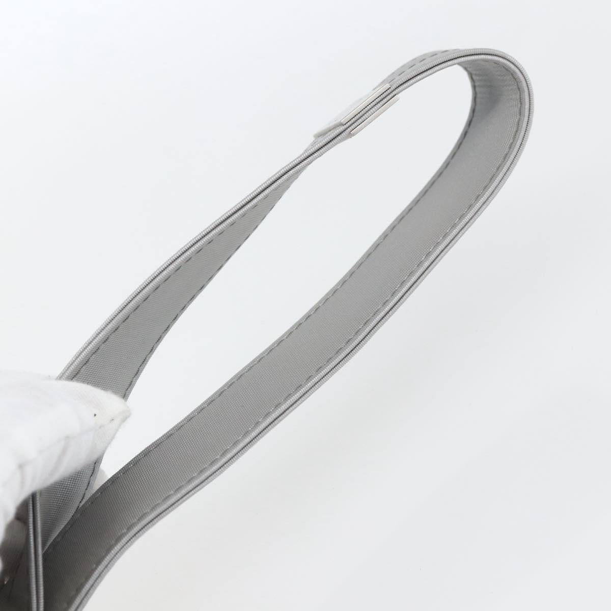 CHANEL Hand Bag Nylon Silver CC Auth 126117