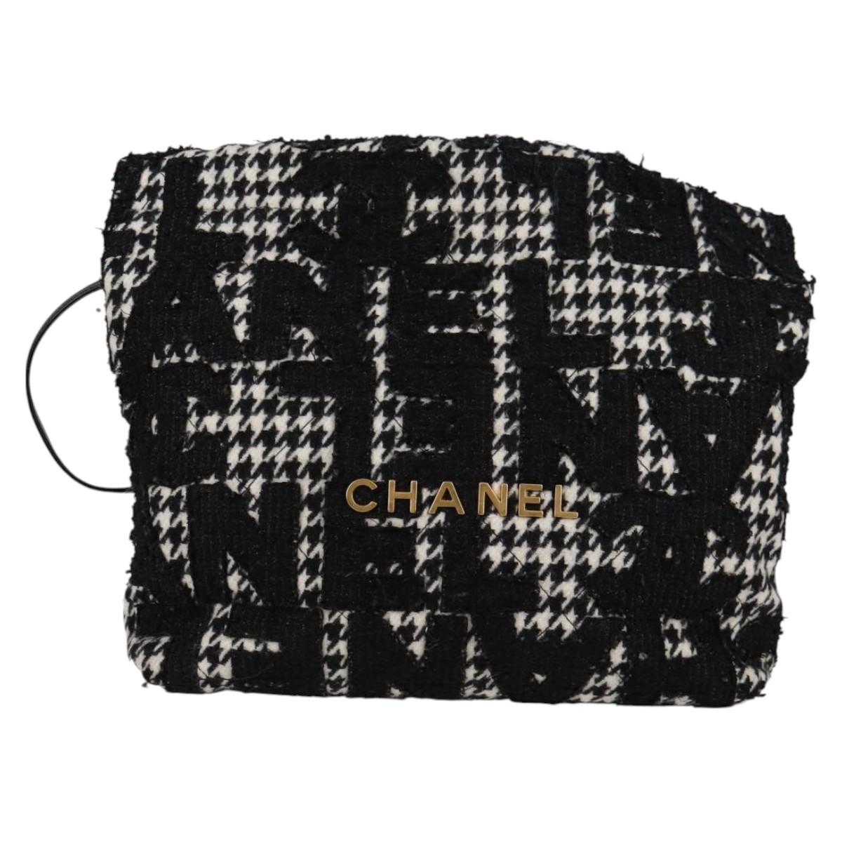 CHANEL Chain Shoulder Bag Tweed Black Gold CC Auth 126118SM