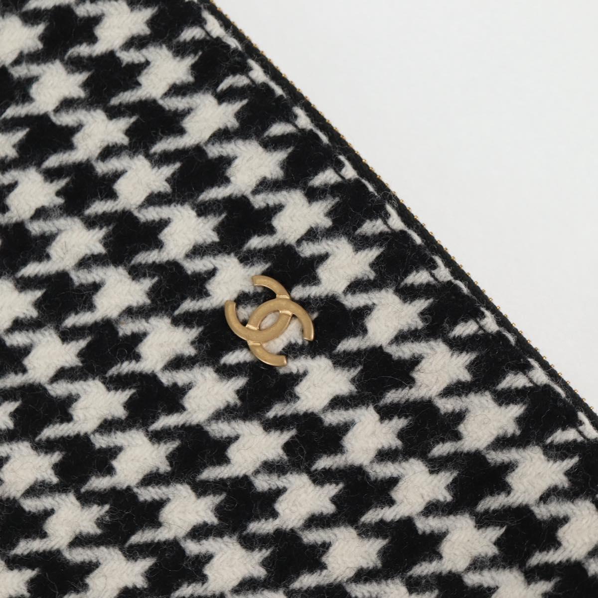 CHANEL Chain Shoulder Bag Tweed Black Gold CC Auth 126118SM