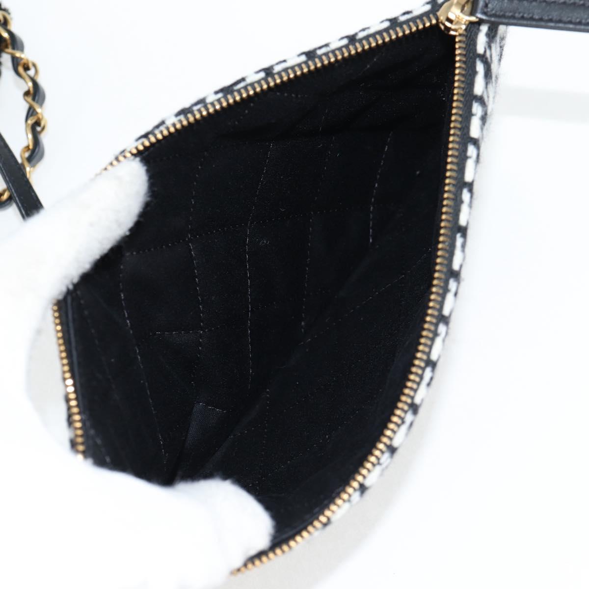 CHANEL Chain Shoulder Bag Tweed Black Gold CC Auth 126118SM