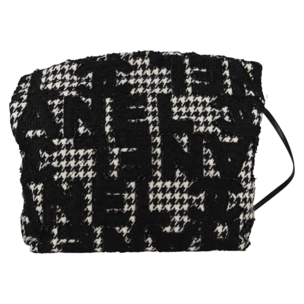 CHANEL Chain Shoulder Bag Tweed Black Gold CC Auth 126118SM