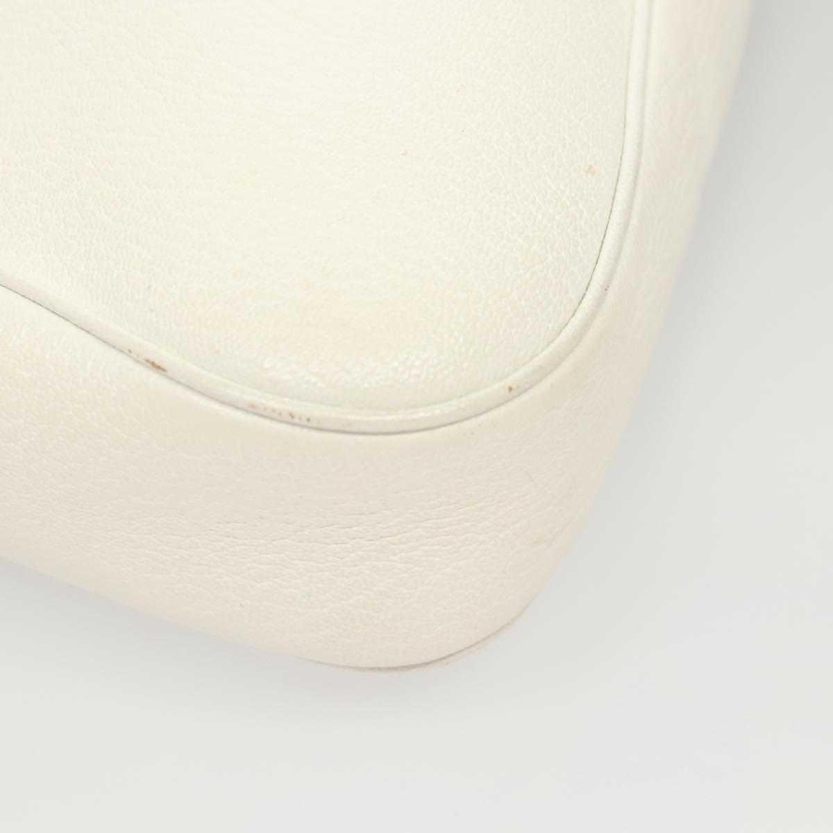 Salvatore Ferragamo Shoulder Bag Leather White Silver Auth 126119
