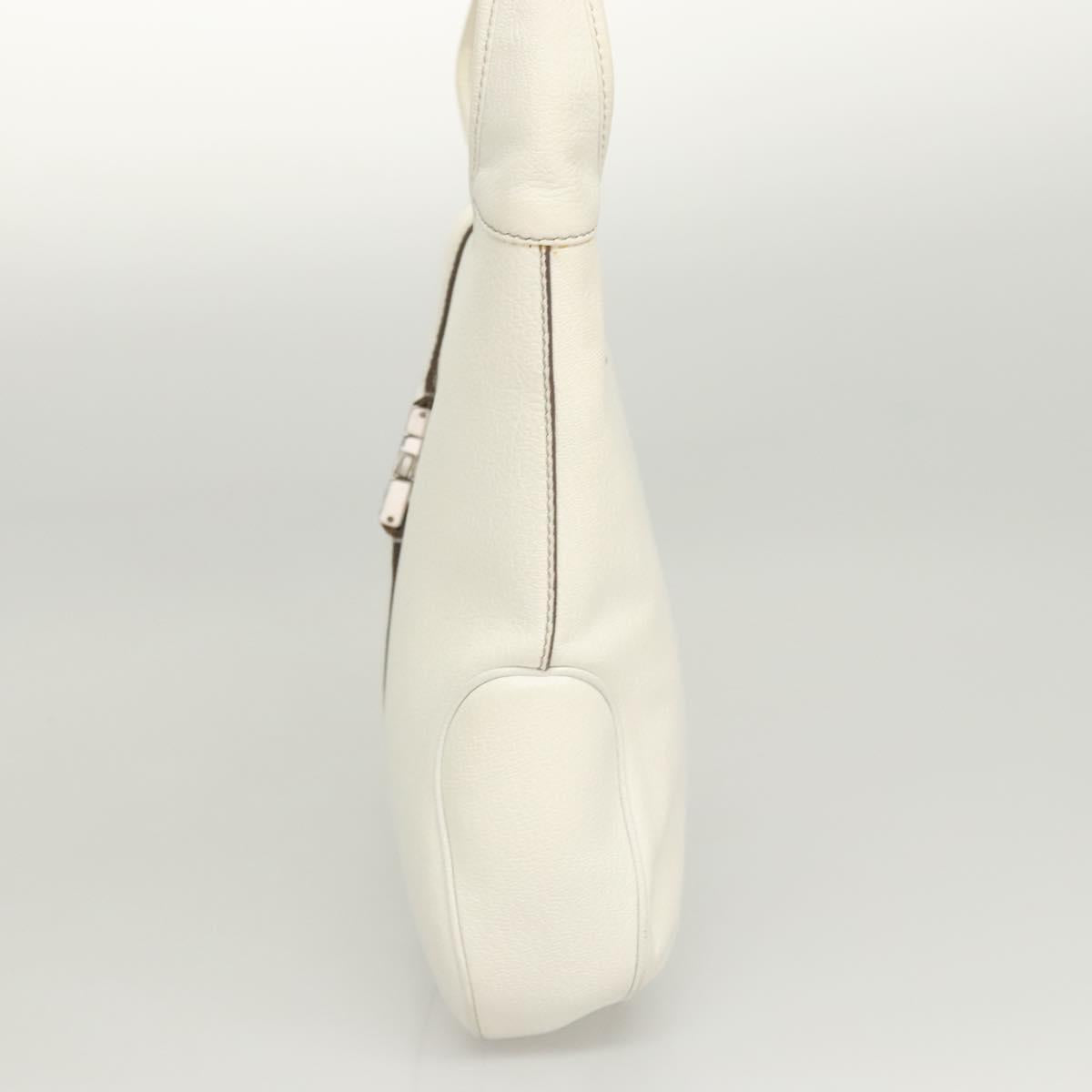 Salvatore Ferragamo Shoulder Bag Leather White Silver Auth 126119