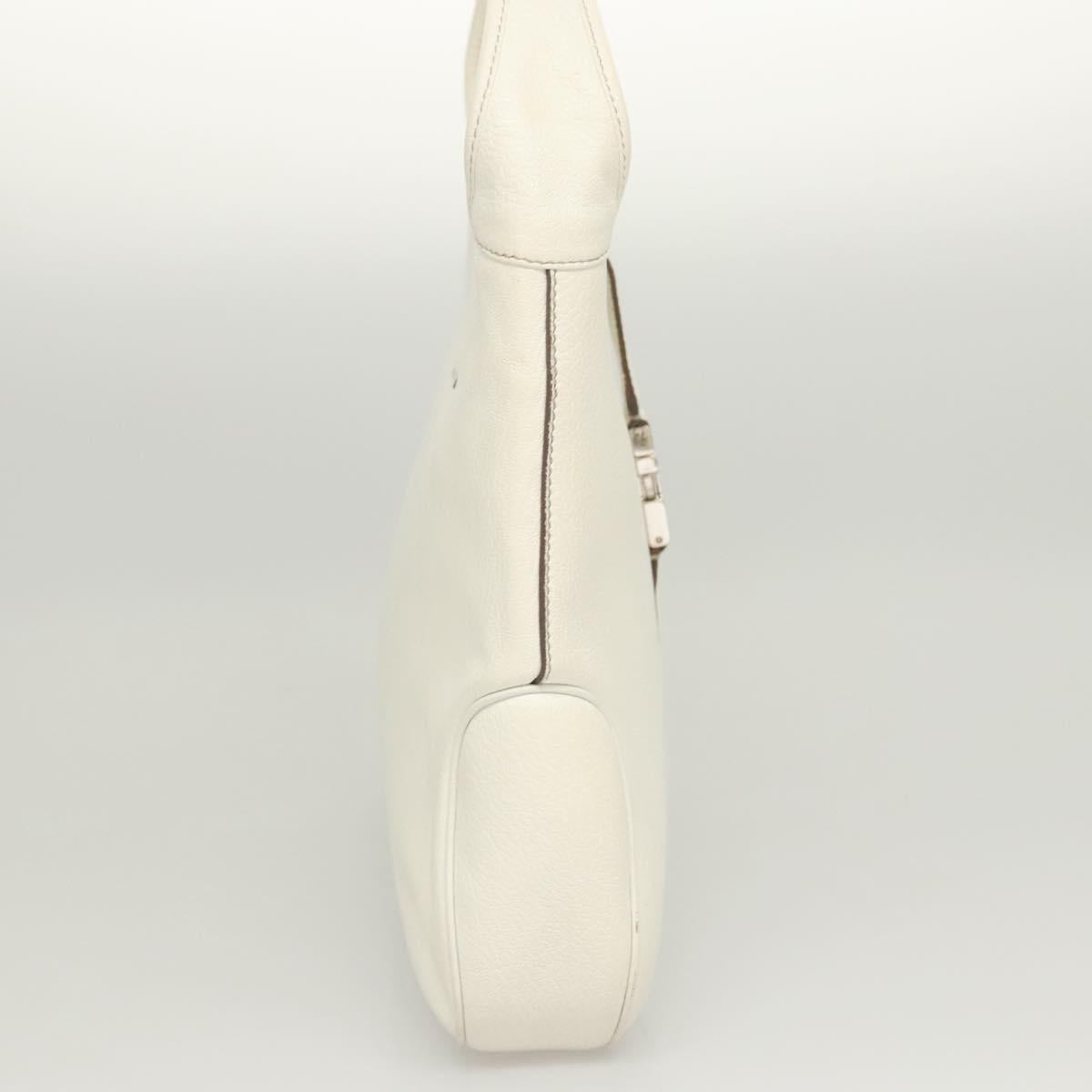 Salvatore Ferragamo Shoulder Bag Leather White Silver Auth 126119