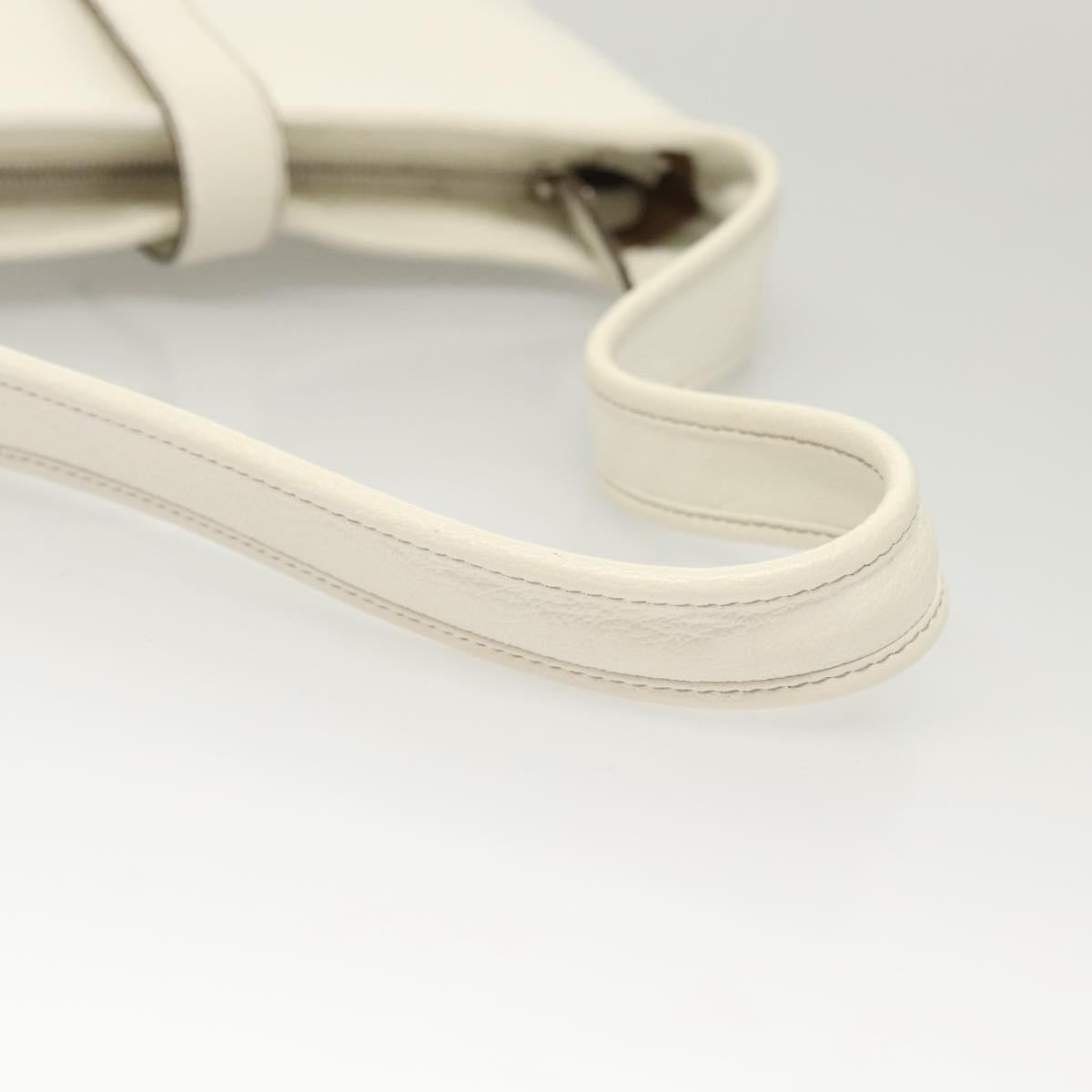 Salvatore Ferragamo Shoulder Bag Leather White Silver Auth 126119
