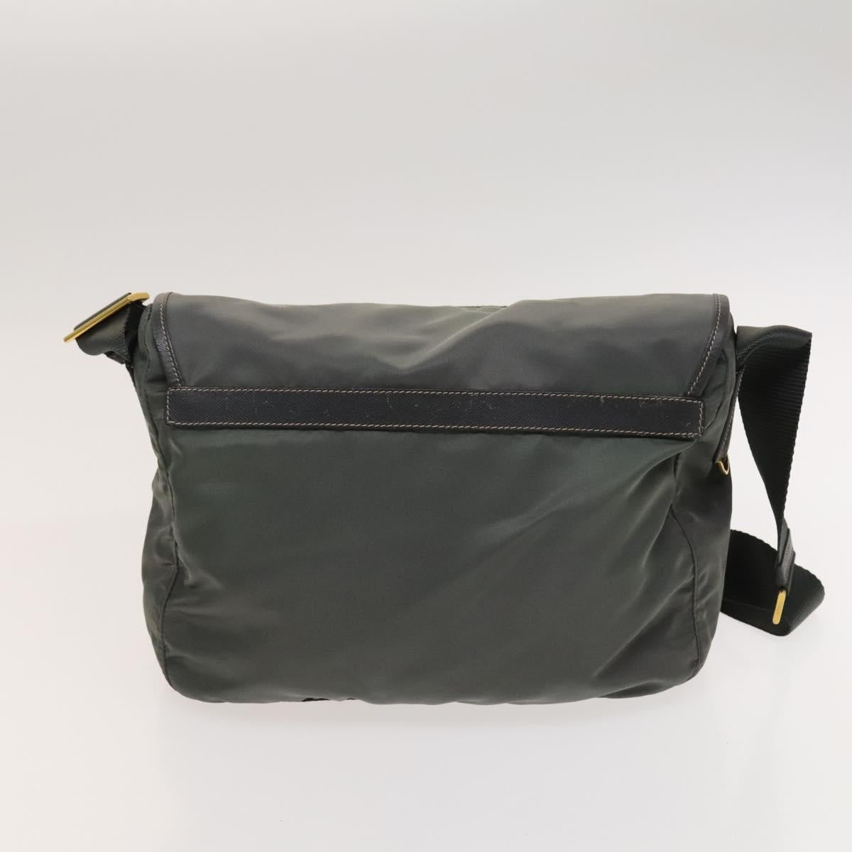 PRADA Shoulder Bag Nylon Leather 2Set Blue Gray Auth 126134