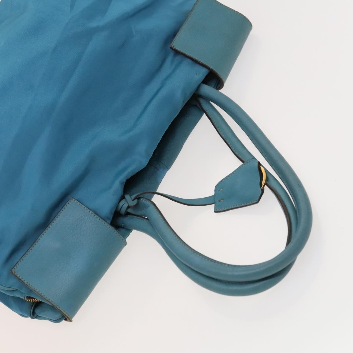 PRADA Shoulder Bag Nylon Leather 2Set Blue Gray Auth 126134