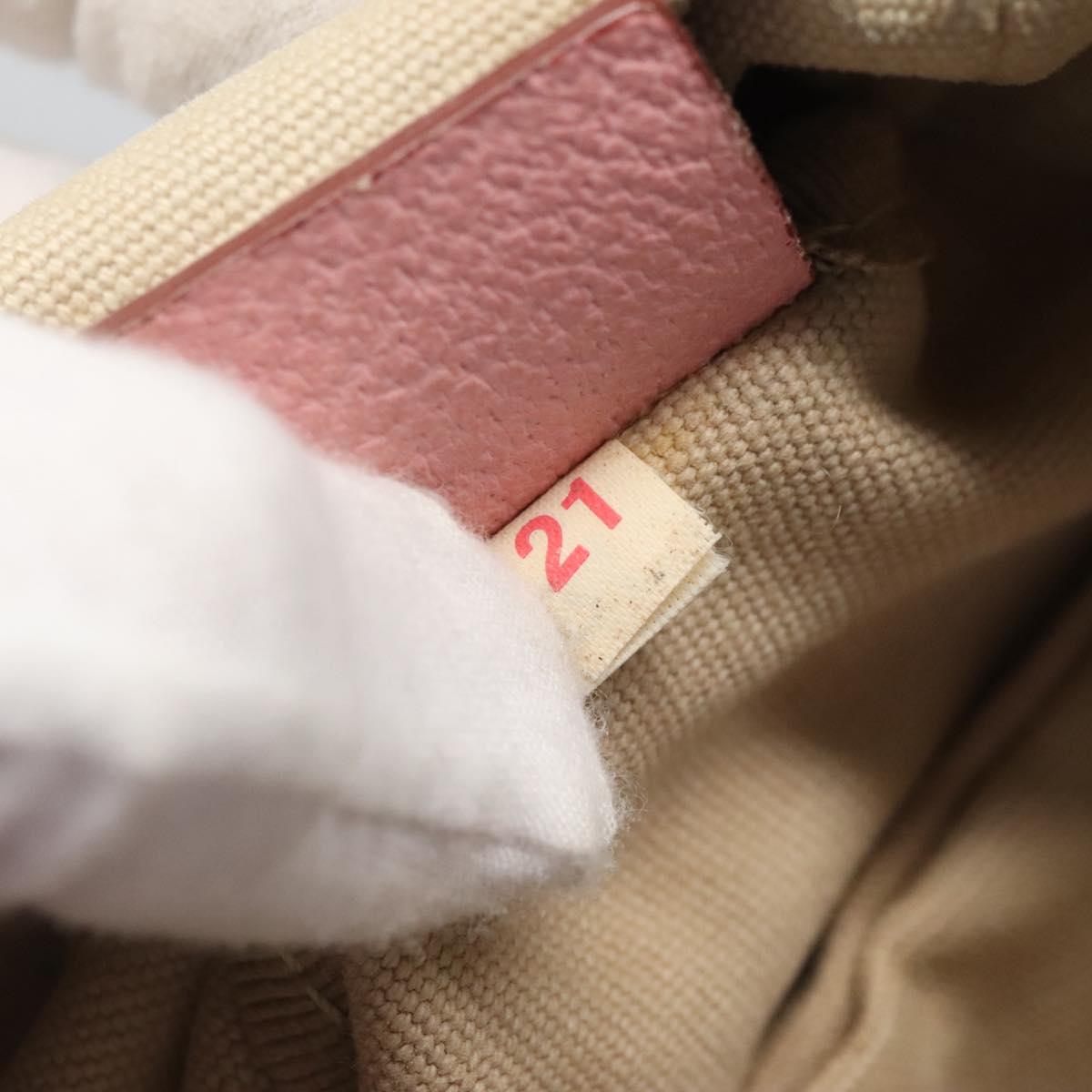 PRADA Tote Bag Canvas Beige Silver Auth 126135