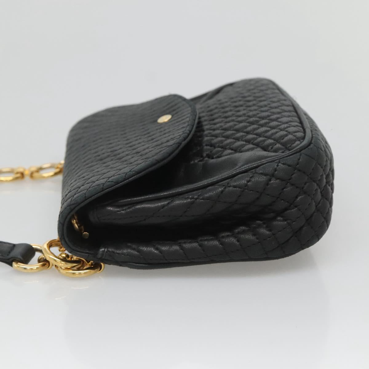 BALLY Shoulder Bag Leather Black Gold Auth 126155