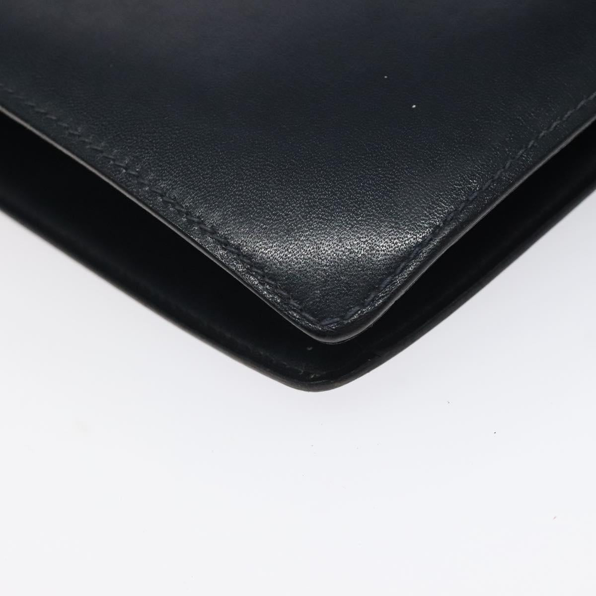 CELINE Shoulder Bag Leather Navy Gold Auth 126159