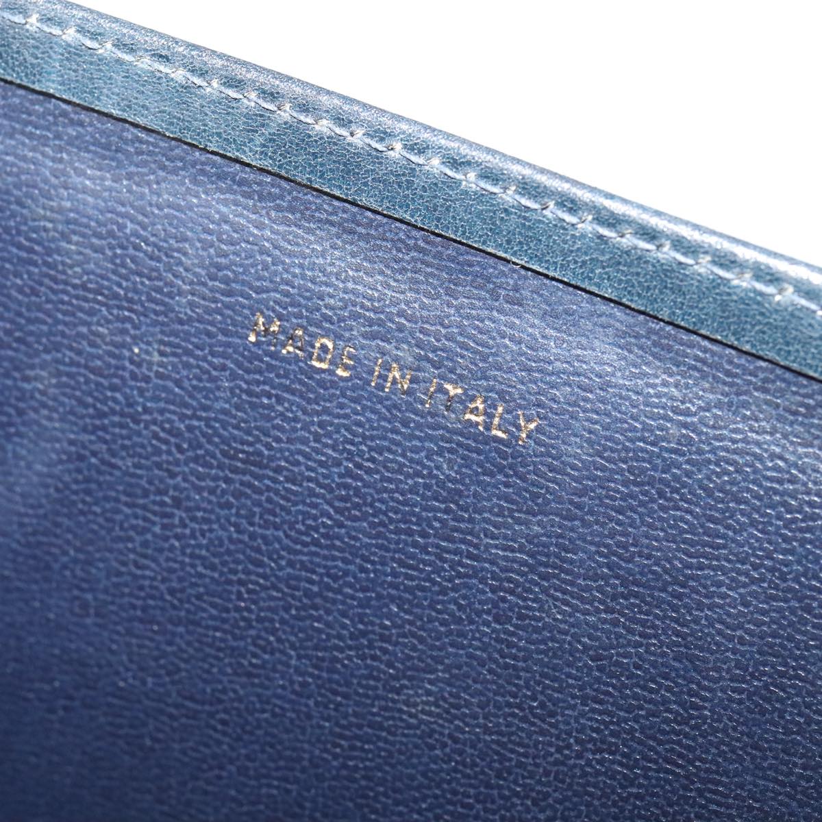 CELINE Shoulder Bag Leather Navy Gold Auth 126159