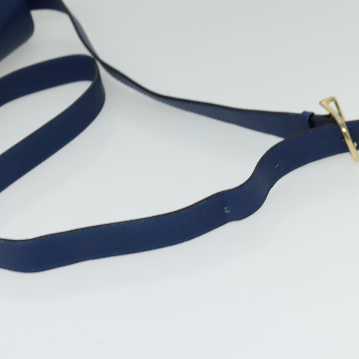 CELINE Shoulder Bag Leather Blue Gold Auth 126160