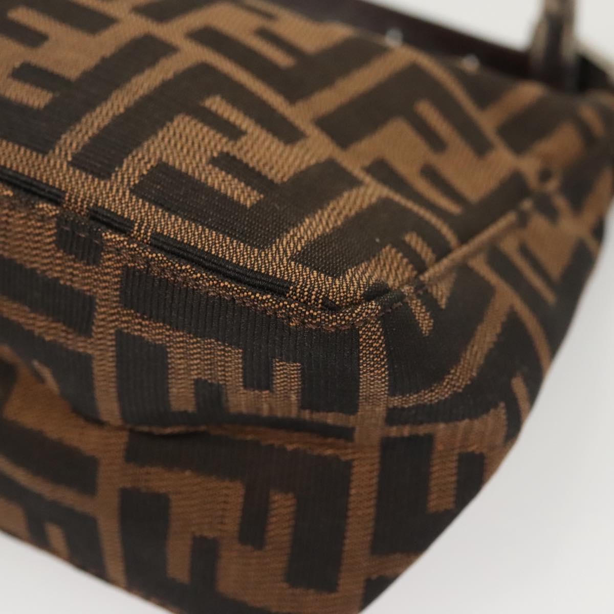 FENDI Zucca Canvas Accessory Pouch Black Brown Auth 126177